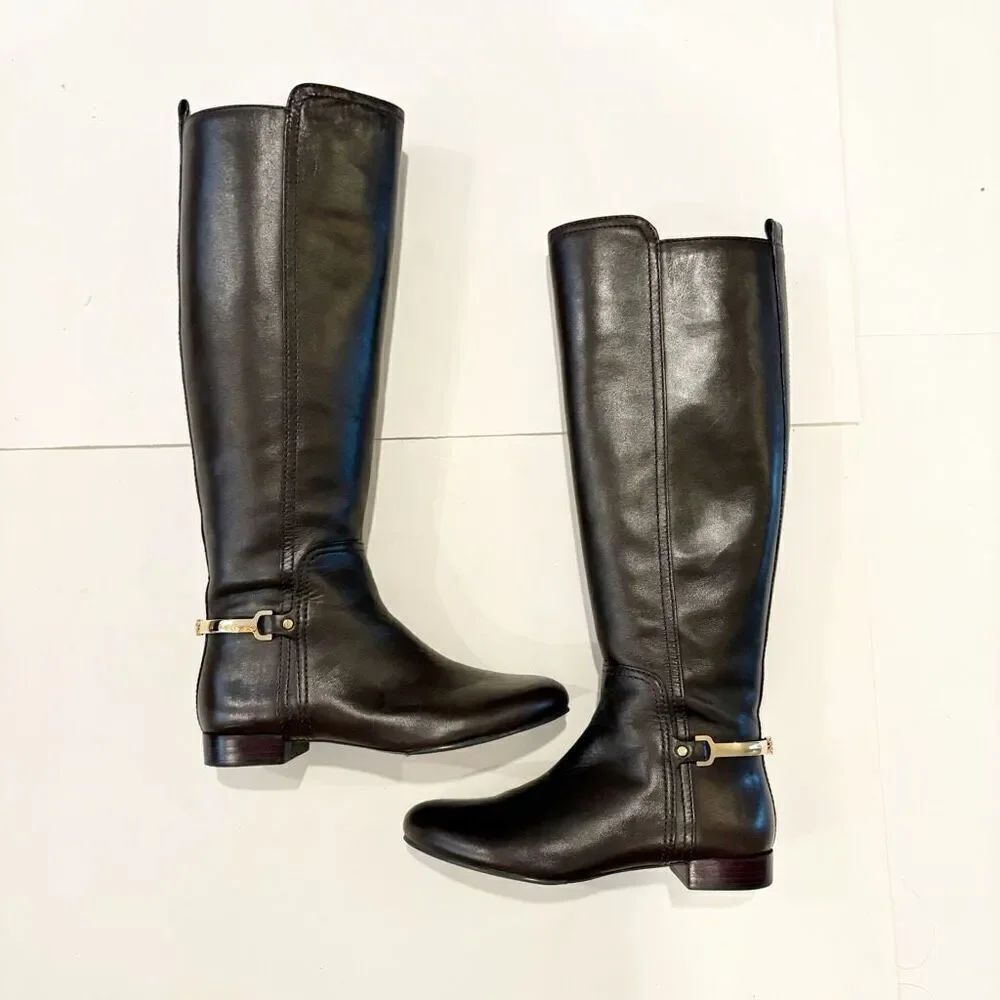 Tory Burch Jess Riding Boots Size 5 Brown Leather Equestrian
